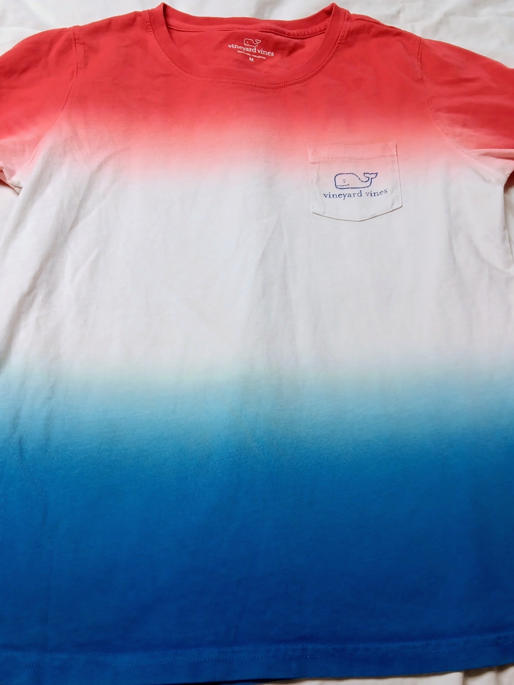 Vineyard Vines KlDS Ombre Coral White Blue Pocket Tee